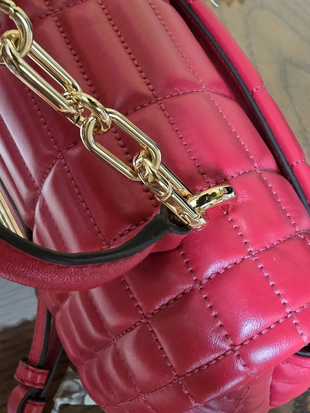 Michael Kors Red Quilted Leather Top-Handle Bag